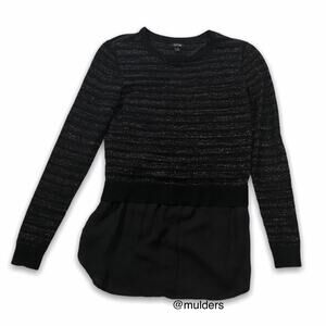 Apt 9 Black & Gold Glitter Striped Knit Sweater